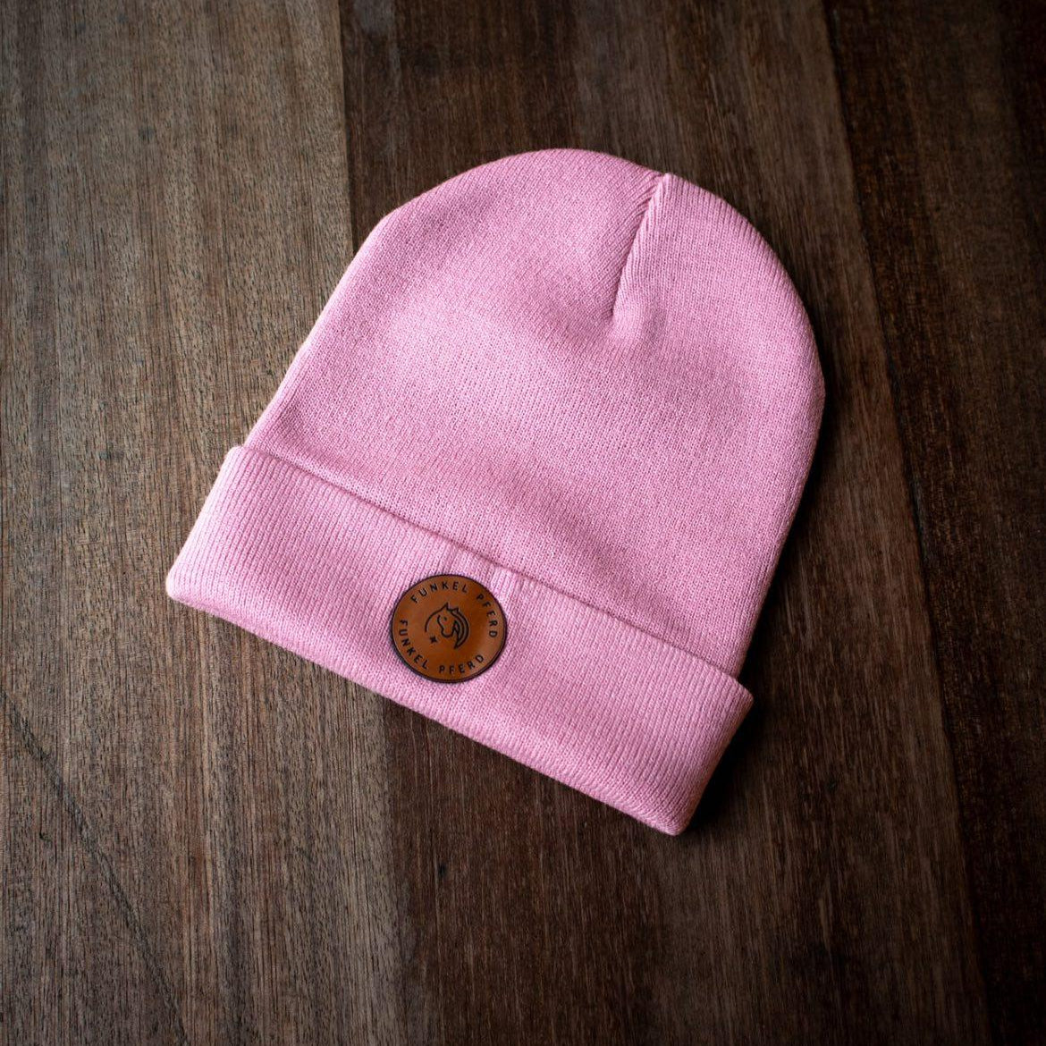 Beanie Wintermütze in rosa mit Funkelpferd Logo